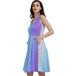 Pastel Rainbow, Color Sleeveless V-Neck Skater Dress with Pockets