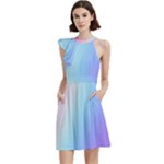 Pastel Rainbow, Color Cocktail Party Halter Sleeveless Dress With Pockets