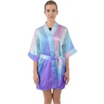 Pastel Rainbow, Color Half Sleeve Satin Kimono 