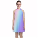 Pastel Rainbow, Color Velvet Halter Neckline Dress 