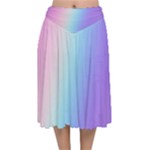 Pastel Rainbow, Color Velvet Flared Midi Skirt