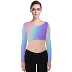 Pastel Rainbow, Color Velvet Long Sleeve Crop Top