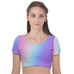 Pastel Rainbow, Color Velvet Short Sleeve Crop Top 