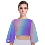 Pastel Rainbow, Color Tie Back Butterfly Sleeve Chiffon Top