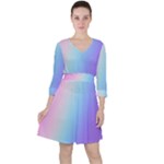 Pastel Rainbow, Color Quarter Sleeve Ruffle Waist Dress