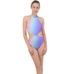 Pastel Rainbow, Color Halter Side Cut Swimsuit