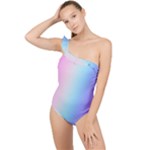 Pastel Rainbow, Color Frilly One Shoulder Swimsuit