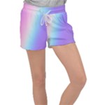 Pastel Rainbow, Color Women s Velour Lounge Shorts