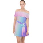 Pastel Rainbow, Color Off Shoulder Chiffon Dress