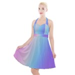 Pastel Rainbow, Color Halter Party Swing Dress 