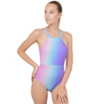 Pastel Rainbow, Color High Neck One Piece Swimsuit