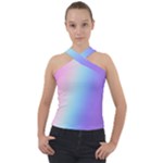 Pastel Rainbow, Color Cross Neck Velour Top