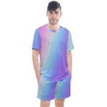 Pastel Rainbow, Color Men s Mesh T-Shirt and Shorts Set