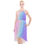 Pastel Rainbow, Color High-Low Halter Chiffon Dress 