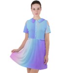 Pastel Rainbow, Color Short Sleeve Shoulder Cut Out Dress 