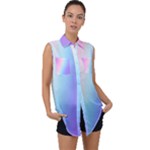 Pastel Rainbow, Color Sleeveless Chiffon Button Shirt