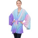 Pastel Rainbow, Color Long Sleeve Velvet Kimono 