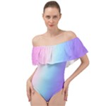 Pastel Rainbow, Color Off Shoulder Velour Bodysuit 