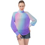 Pastel Rainbow, Color High Neck Long Sleeve Chiffon Top