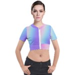 Pastel Rainbow, Color Short Sleeve Cropped Jacket