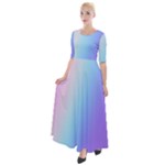 Pastel Rainbow, Color Half Sleeves Maxi Dress