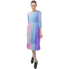 Ruffle End Midi Chiffon Dress 