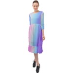 Pastel Rainbow, Color Ruffle End Midi Chiffon Dress