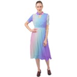 Pastel Rainbow, Color Keyhole Neckline Chiffon Dress