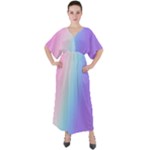 Pastel Rainbow, Color V-Neck Boho Style Maxi Dress