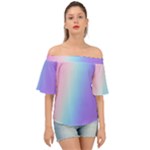 Pastel Rainbow, Color Off Shoulder Short Sleeve Top