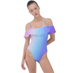 Pastel Rainbow, Color Frill Detail One Piece Swimsuit