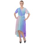 Pastel Rainbow, Color Front Wrap High Low Dress