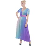 Pastel Rainbow, Color Button Up Short Sleeve Maxi Dress