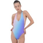 Pastel Rainbow, Color Backless Halter One Piece Swimsuit