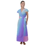 Pastel Rainbow, Color Flutter Sleeve Maxi Dress