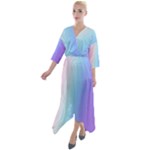 Pastel Rainbow, Color Quarter Sleeve Wrap Front Maxi Dress