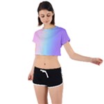 Pastel Rainbow, Color Tie Back Short Sleeve Crop T-Shirt