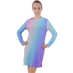 Pastel Rainbow, Color Long Sleeve Hoodie Dress