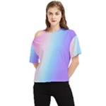 Pastel Rainbow, Color One Shoulder Cut Out T-Shirt