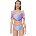 Pastel Rainbow, Color Ruffle Edge Tie Up Bikini Set	