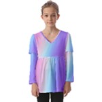 Pastel Rainbow, Color Kids  V Neck Casual Top