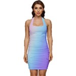 Pastel Rainbow, Color Sleeveless Wide Square Neckline Ruched Bodycon Dress