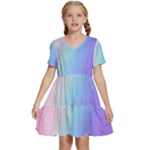 Pastel Rainbow, Color Kids  Short Sleeve Tiered Mini Dress