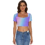 Pastel Rainbow, Color Short Sleeve Square Neckline Crop Top 