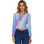 Pastel Rainbow, Color Long Sleeve V-Neck Top