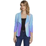 Pastel Rainbow, Color Women s One-Button 3/4 Sleeve Short Jacket