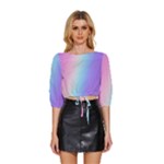 Pastel Rainbow, Color Mid Sleeve Drawstring Hem Top