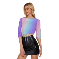 Mid Sleeve Drawstring Hem Top 