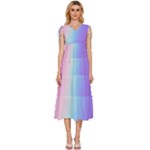 Pastel Rainbow, Color V-Neck Drawstring Shoulder Sleeveless Maxi Dress