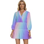 Pastel Rainbow, Color V-Neck Placket Mini Dress